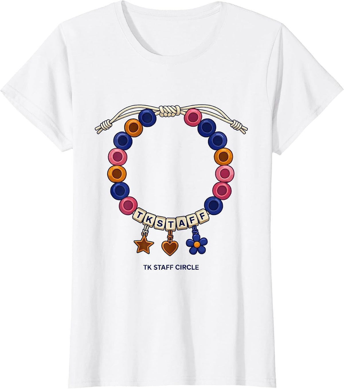 Women's TK Staff Circle Friendship Bracelet Transitional T-Shirt - White