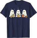 Ghost Knitting Yan Halloween Knitter Craft Mom Knit T-Shirt - Navy Blue