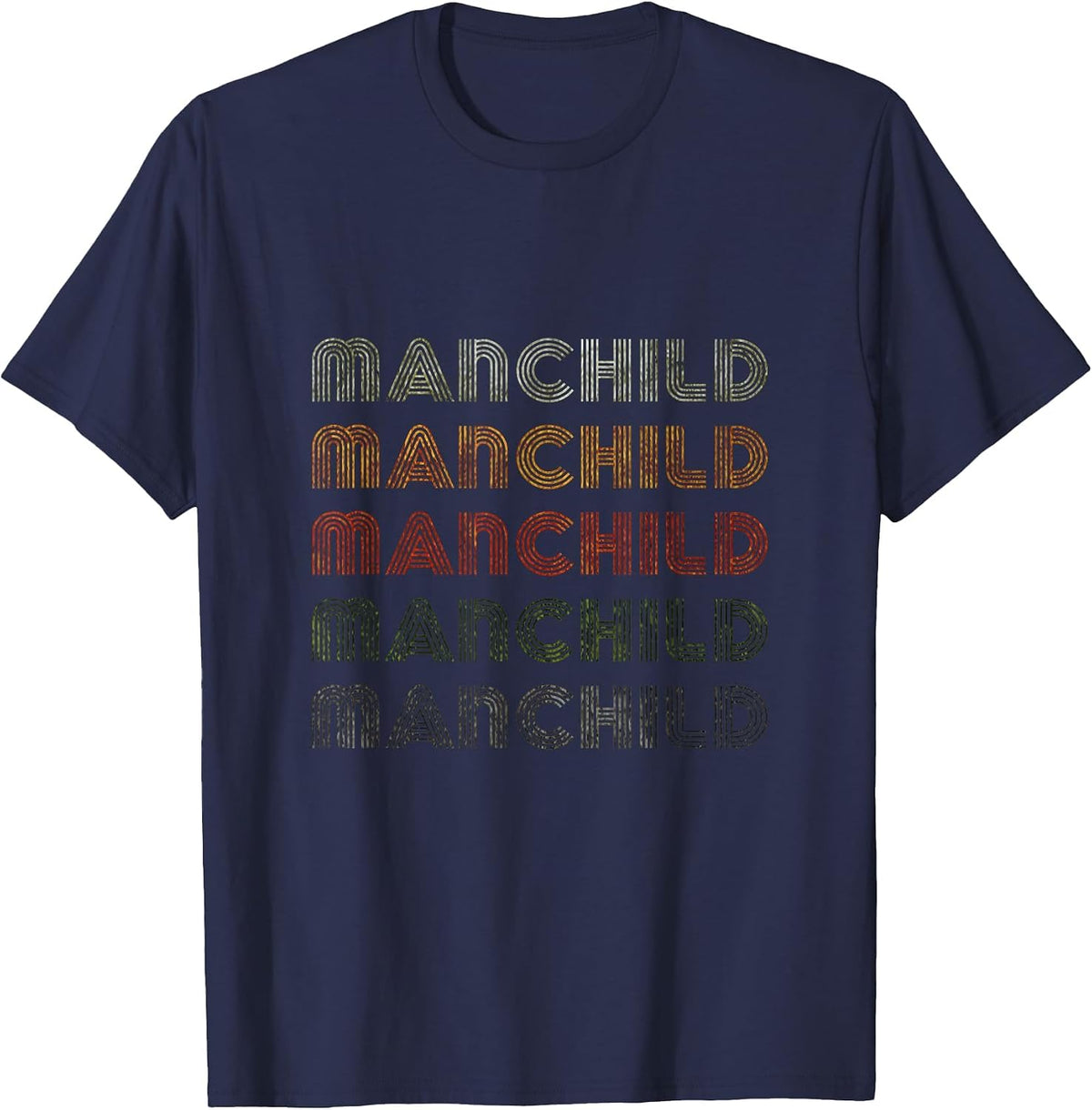 Love Heart Manchild Tee Grunge Vintage Style Black Manchild T-Shirt - Navy Blue