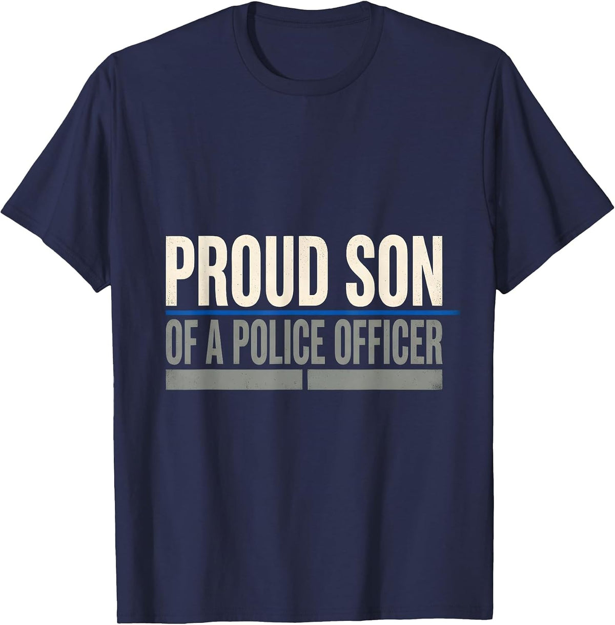 Men's Proud Son Of A Police Officer Thin Blue Line Police Support T-Shirt - Navy Blue