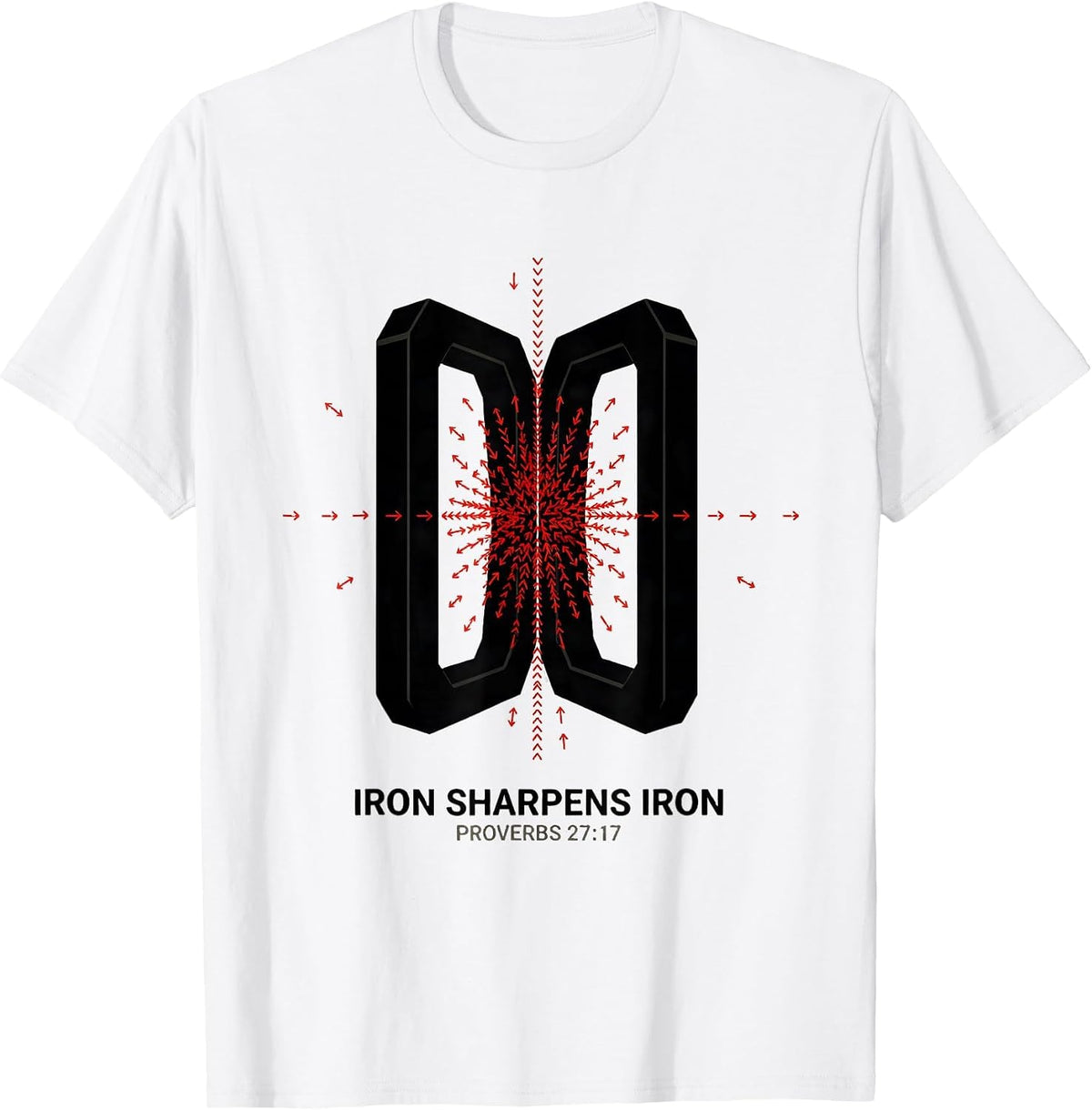 Men's Iron Sharpens Iron Proverbs 27:17 Christian Men Gym Workout T-Shirt - White