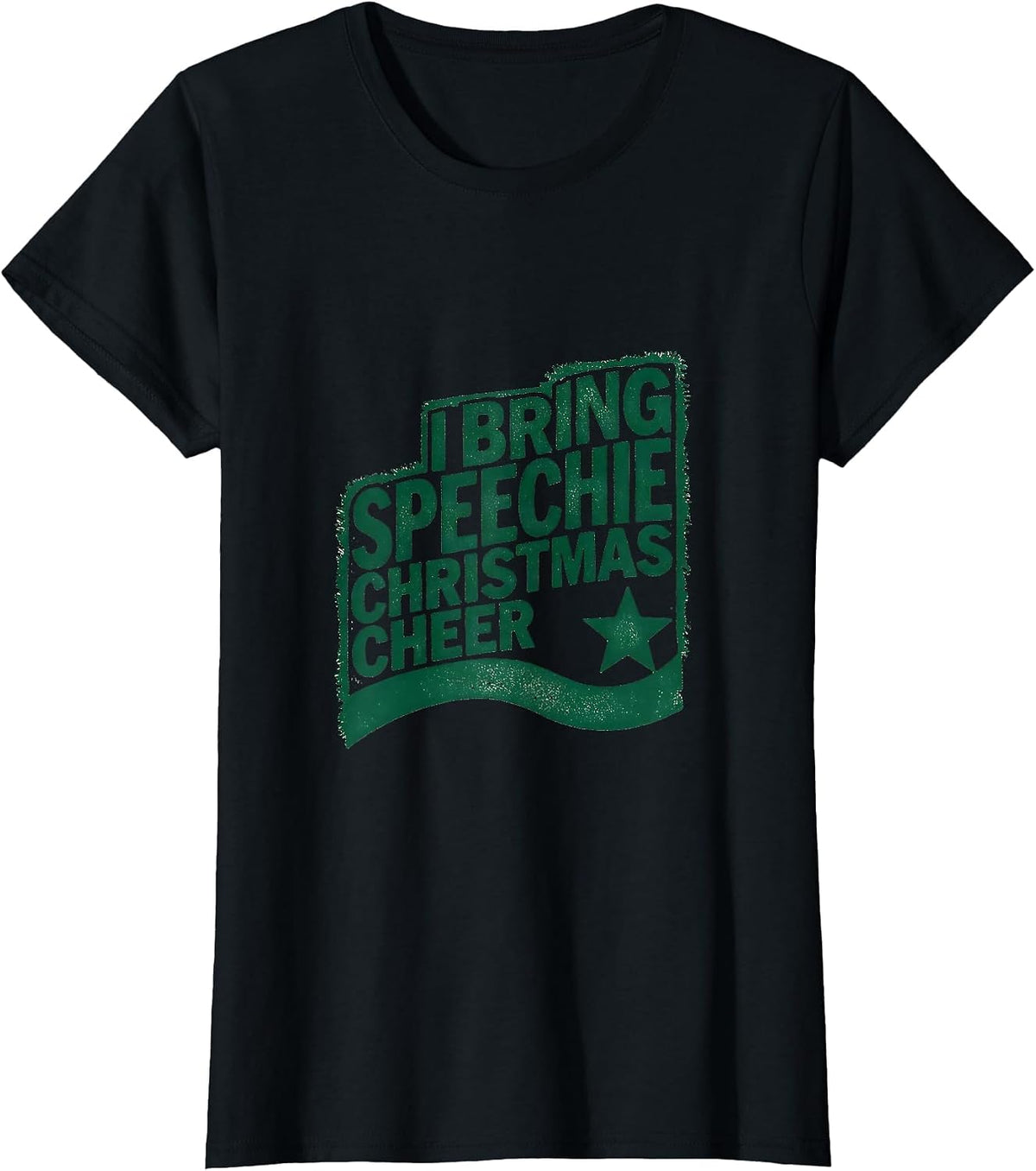 I Bring Speechie Christmas Cheer Rubber Stamp SLP Holiday T-Shirt - Black