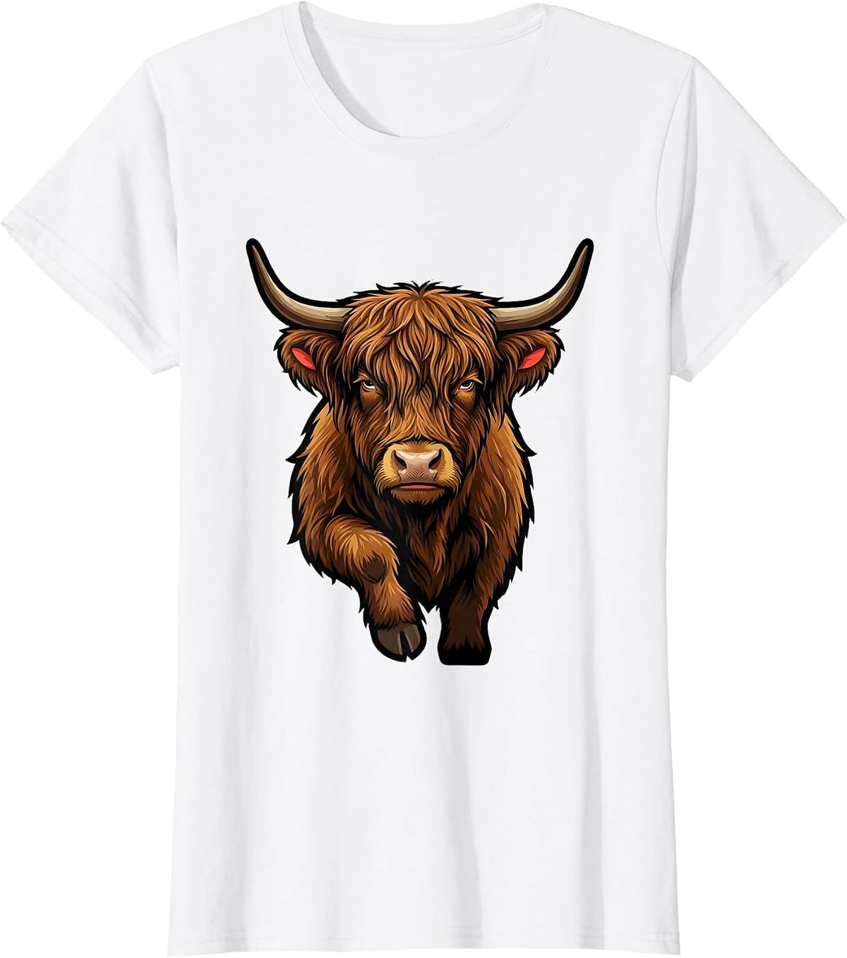 Compact Highland Cow Bust Sassy Cute Farm Animal Humor T-Shirt - White