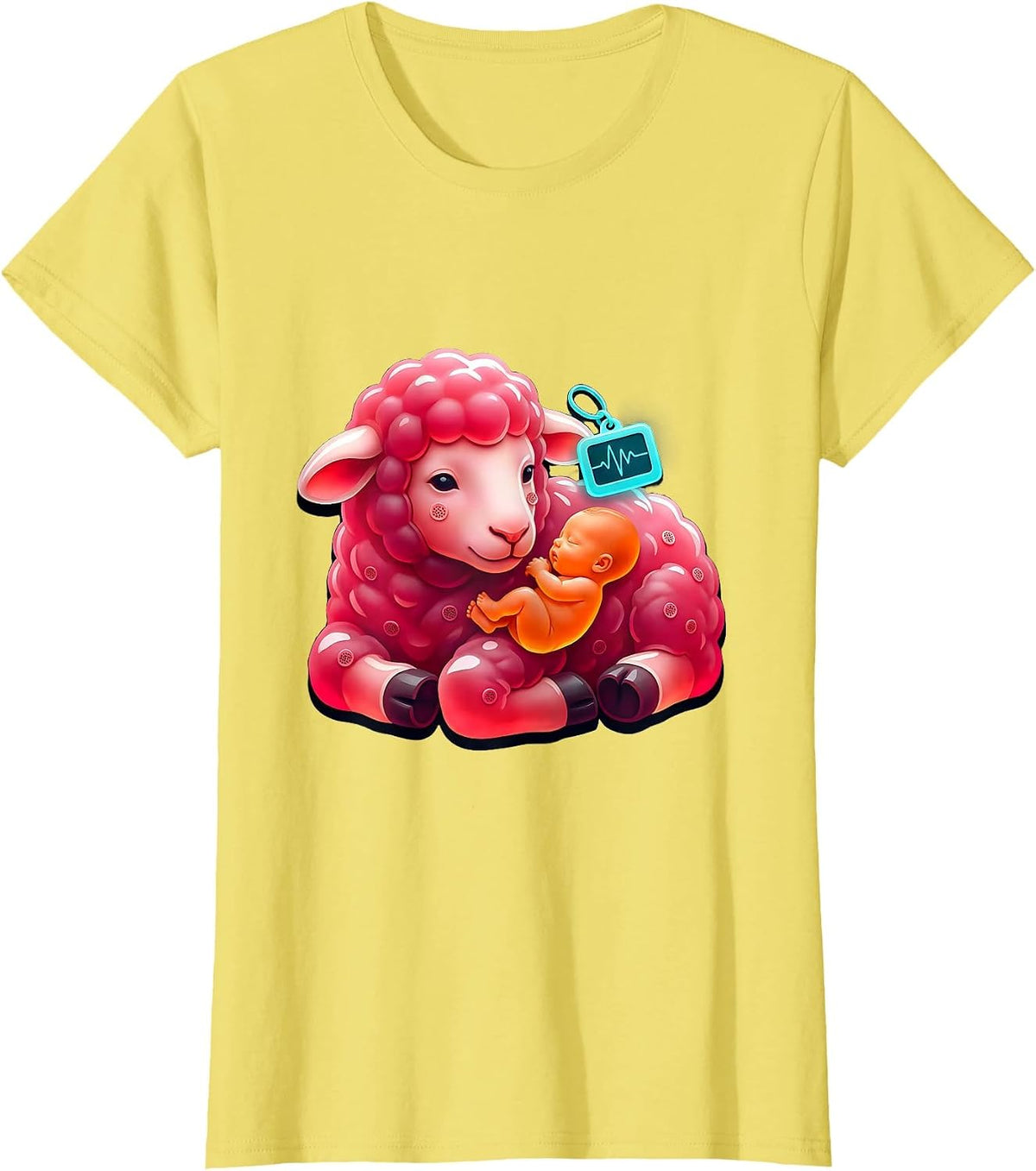 Oversized Gummy Jelly Lamb NICU Nurse Pediatric Pride T-Shirt - Lemon Yellow