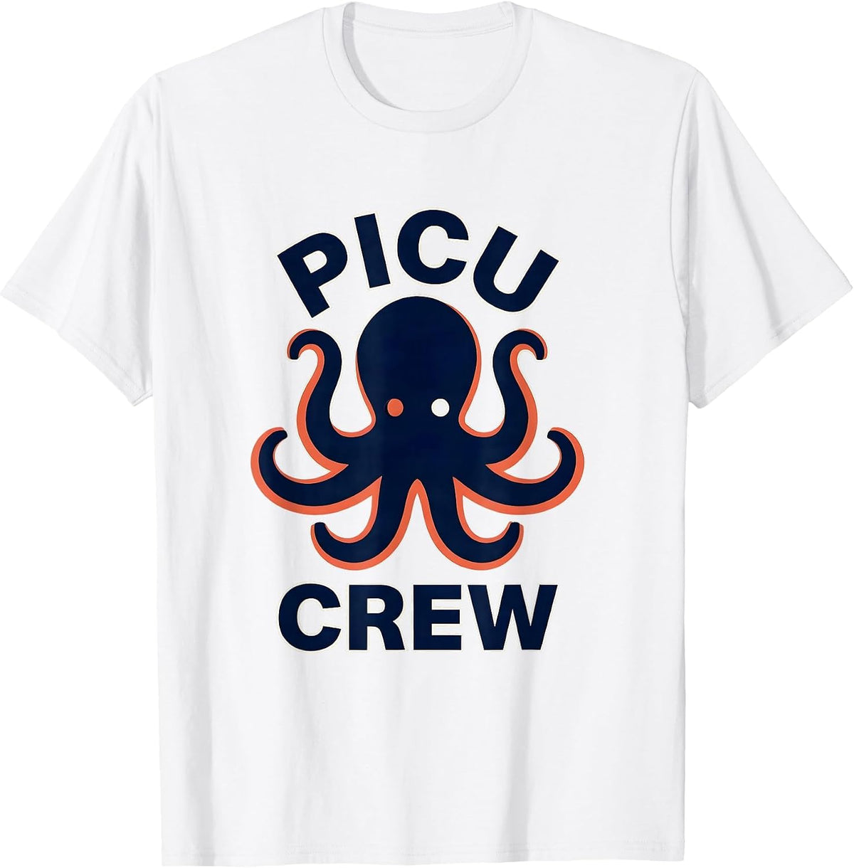 Men's PICU Crew Cute Octopus Pediatric Nurse Peds NICU T-Shirt - White