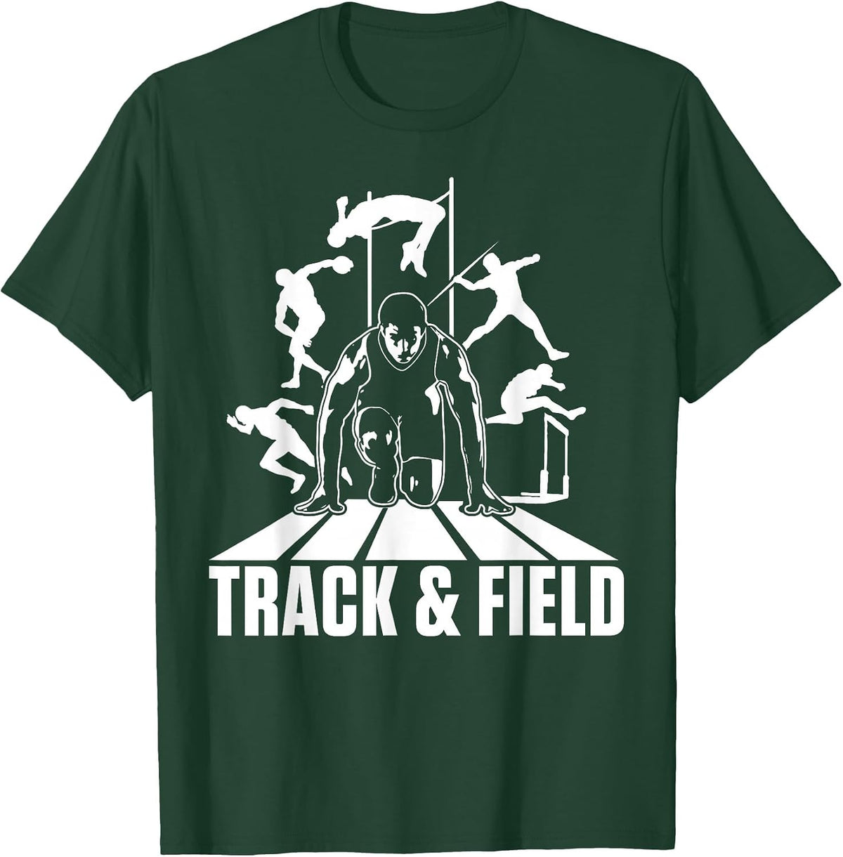 Cute Track and Field Athletics T-Shirt for Boys and Girls T-Shirt - Dark Green