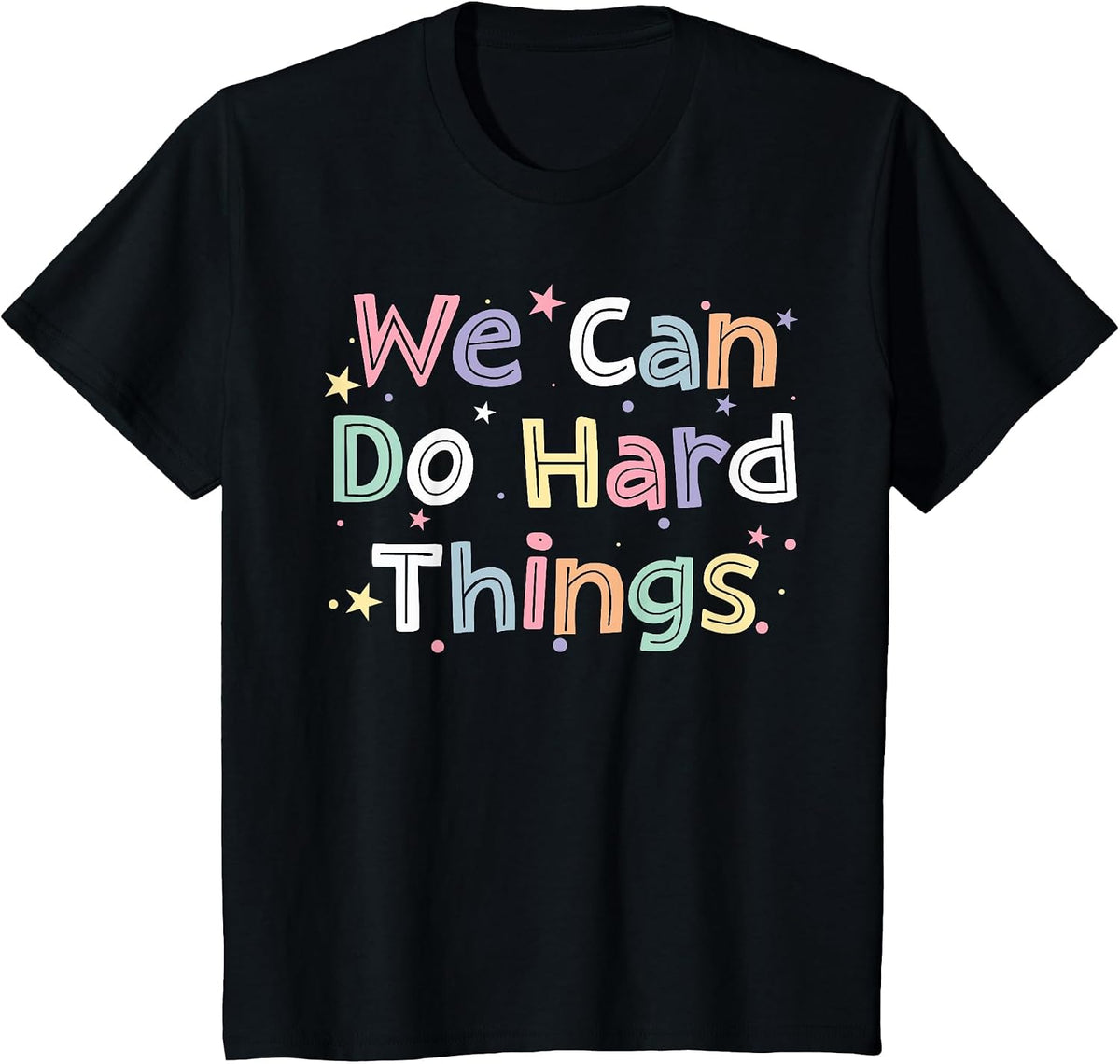 Retro We Can Do Hard-Things Womens Teacher Back to School T-Shirt - Black