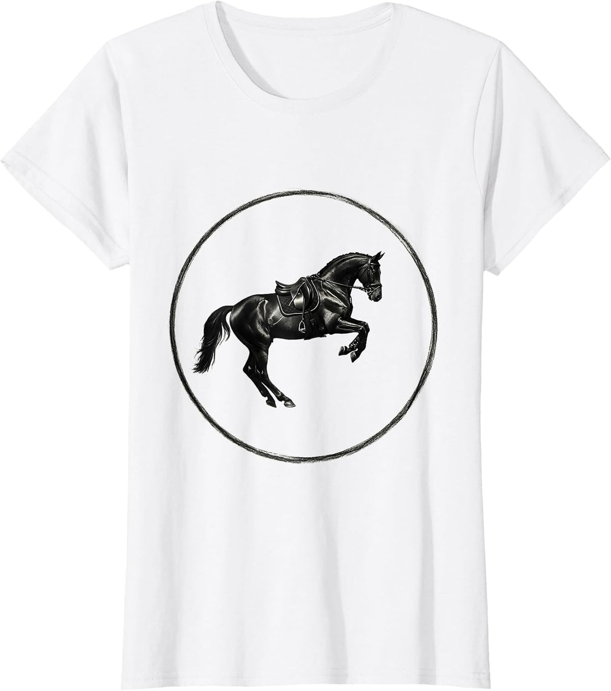 Dressage Horse Collected Canter Equestrian Art T-Shirt - White