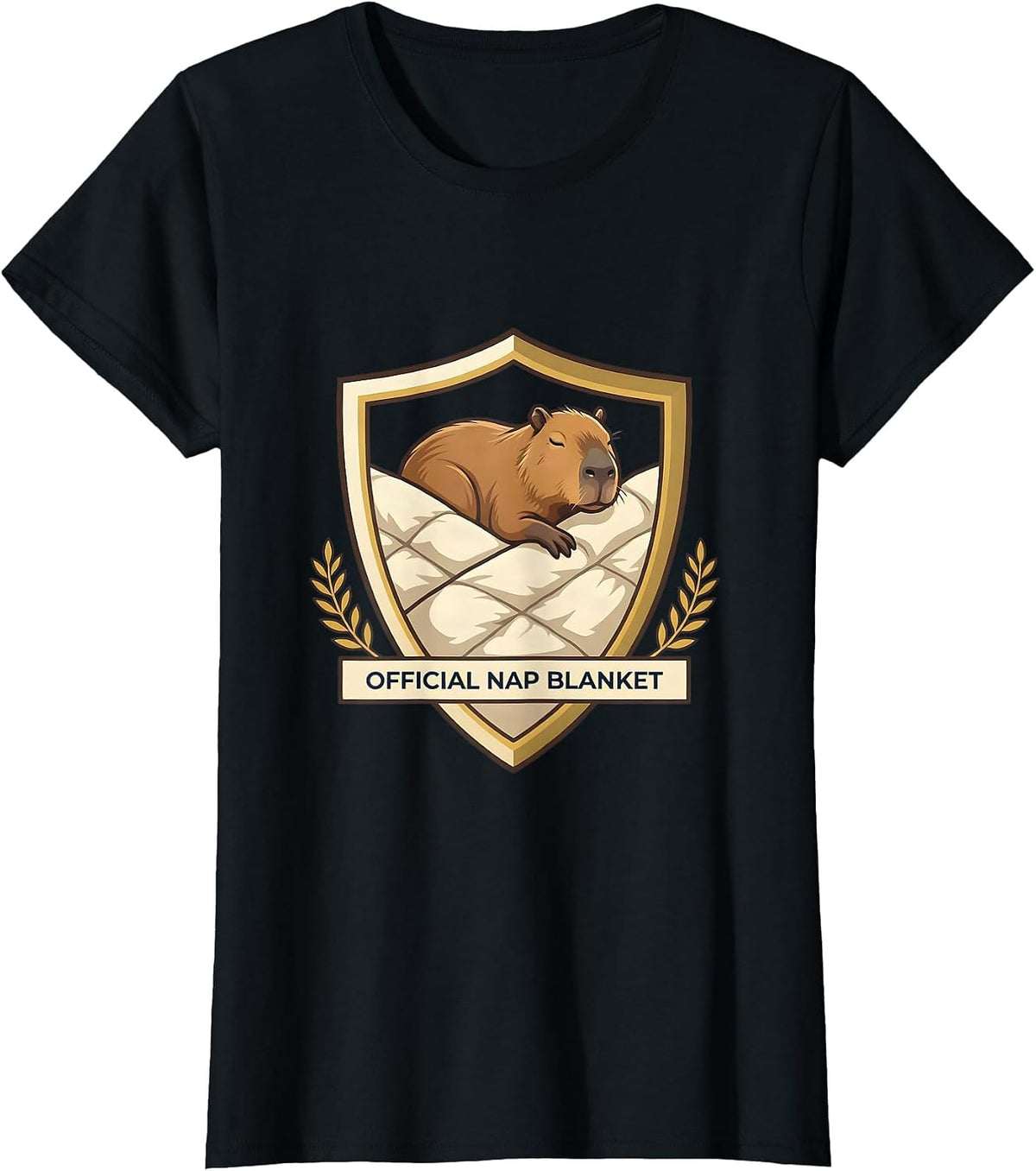 Women's Official Nap Blanket Cute Capybara Sleep Humor T-Shirt - Black