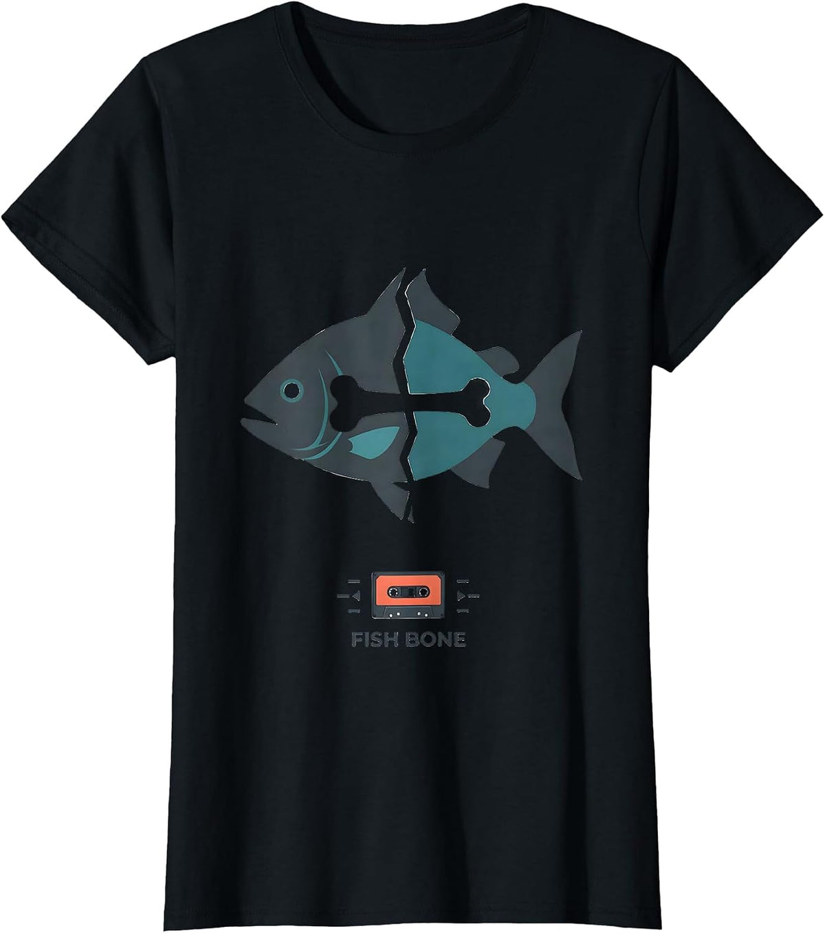 Fish Bone Retro 80s 90s Music Nostalgia Band Fan T-Shirt - Black