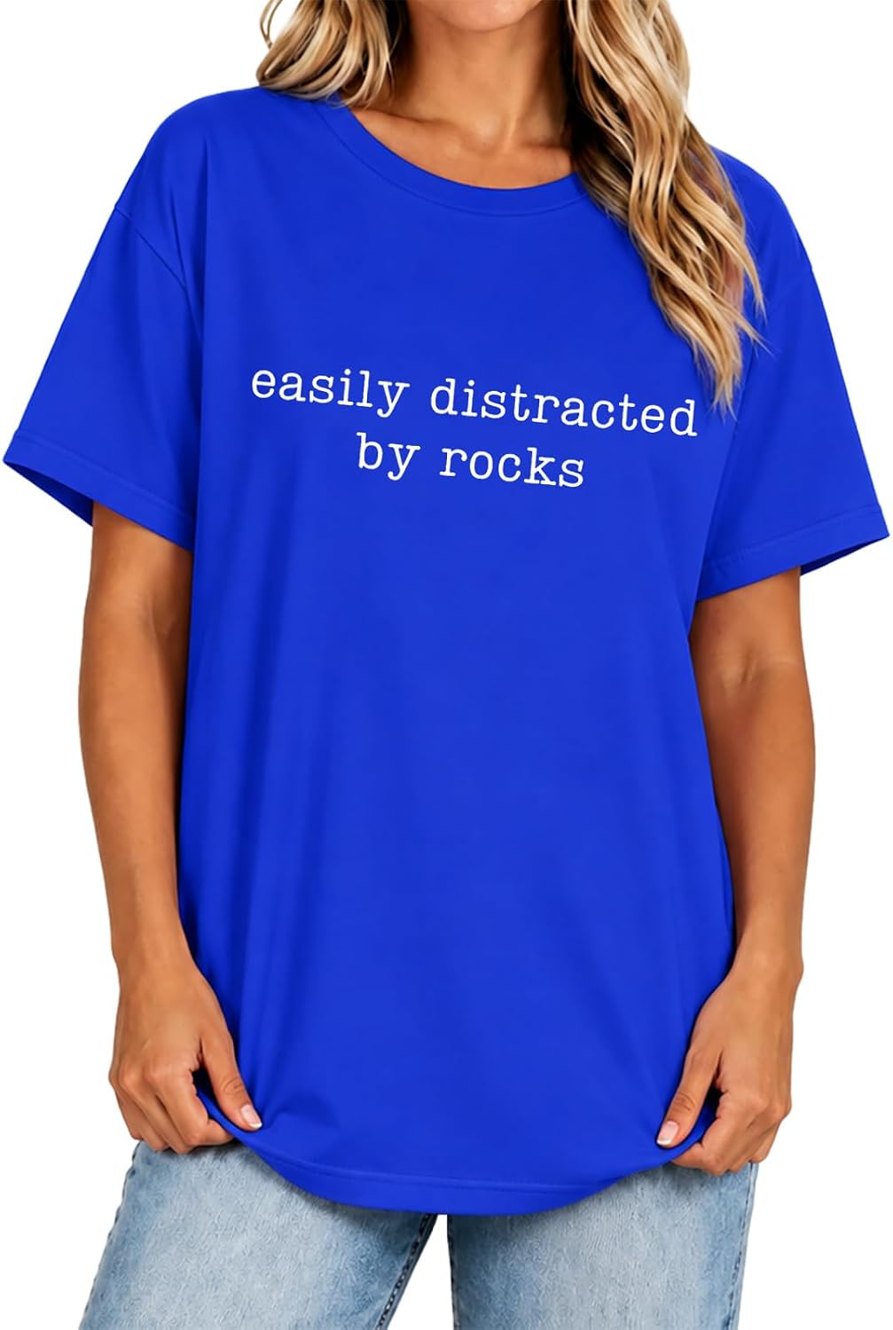 Easily Distracted By Rocks Shirt,Easily Distracted T-Shirt,Rocks Shirt - Crewneck Sapphire Blue