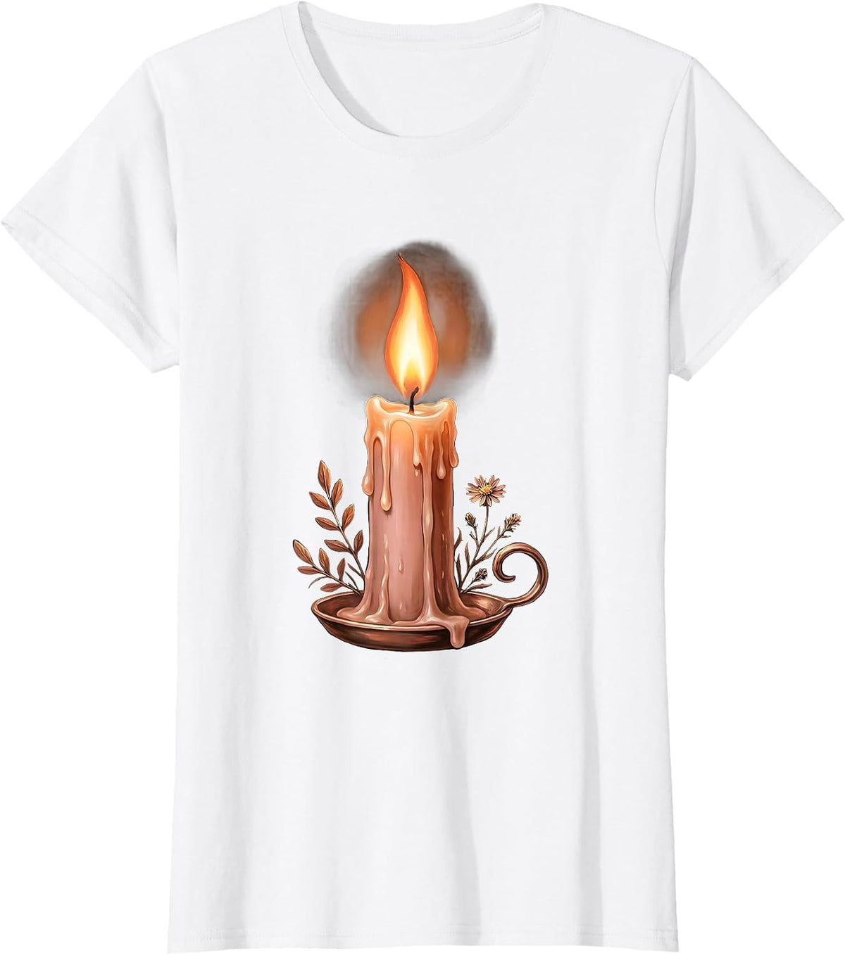 Women's Social Worker Single Candle Flame Dark Room Design T-Shirt - White