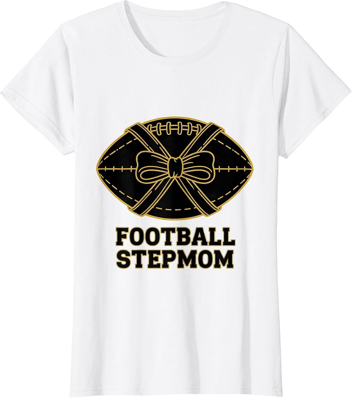 Football Stepmom Coquette Bow Game Day Team Spirit T-Shirt - White
