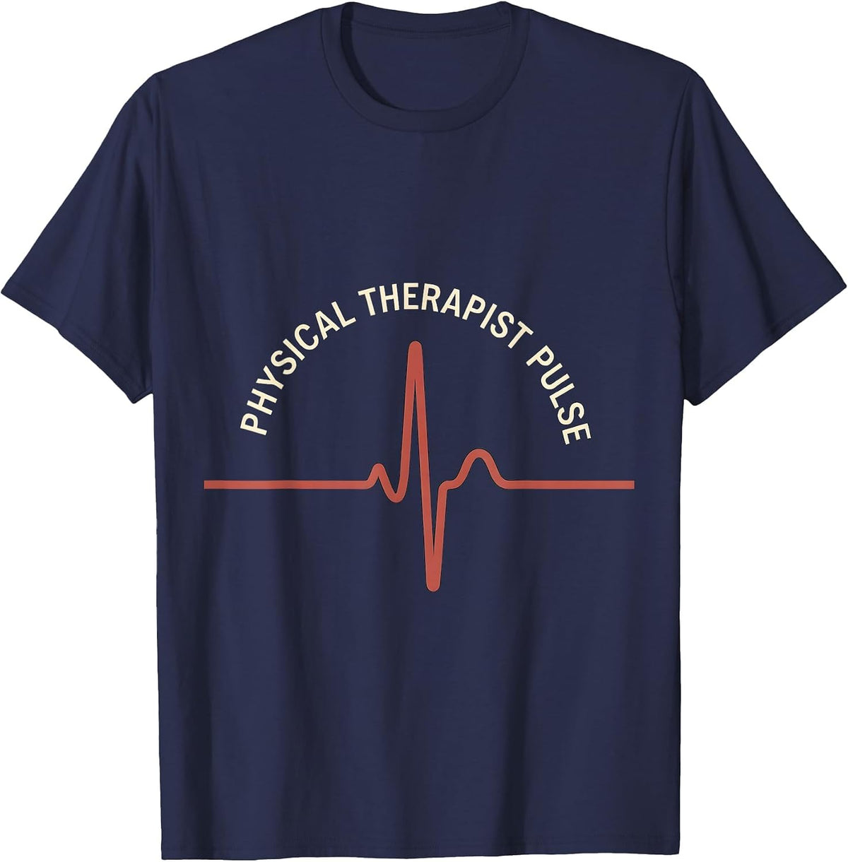 Physical Therapist Pulse Minimalist Occupational Pride Gift T-Shirt - Navy Blue