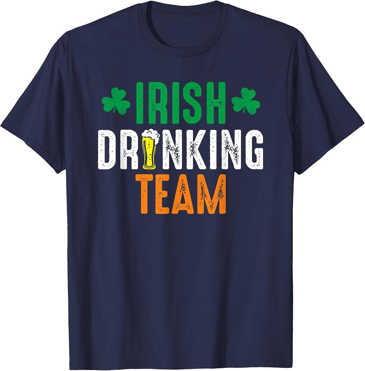 St Patrick's Irish Beer Drinking Team Ireland Flag Clover T-Shirt - Navy Blue