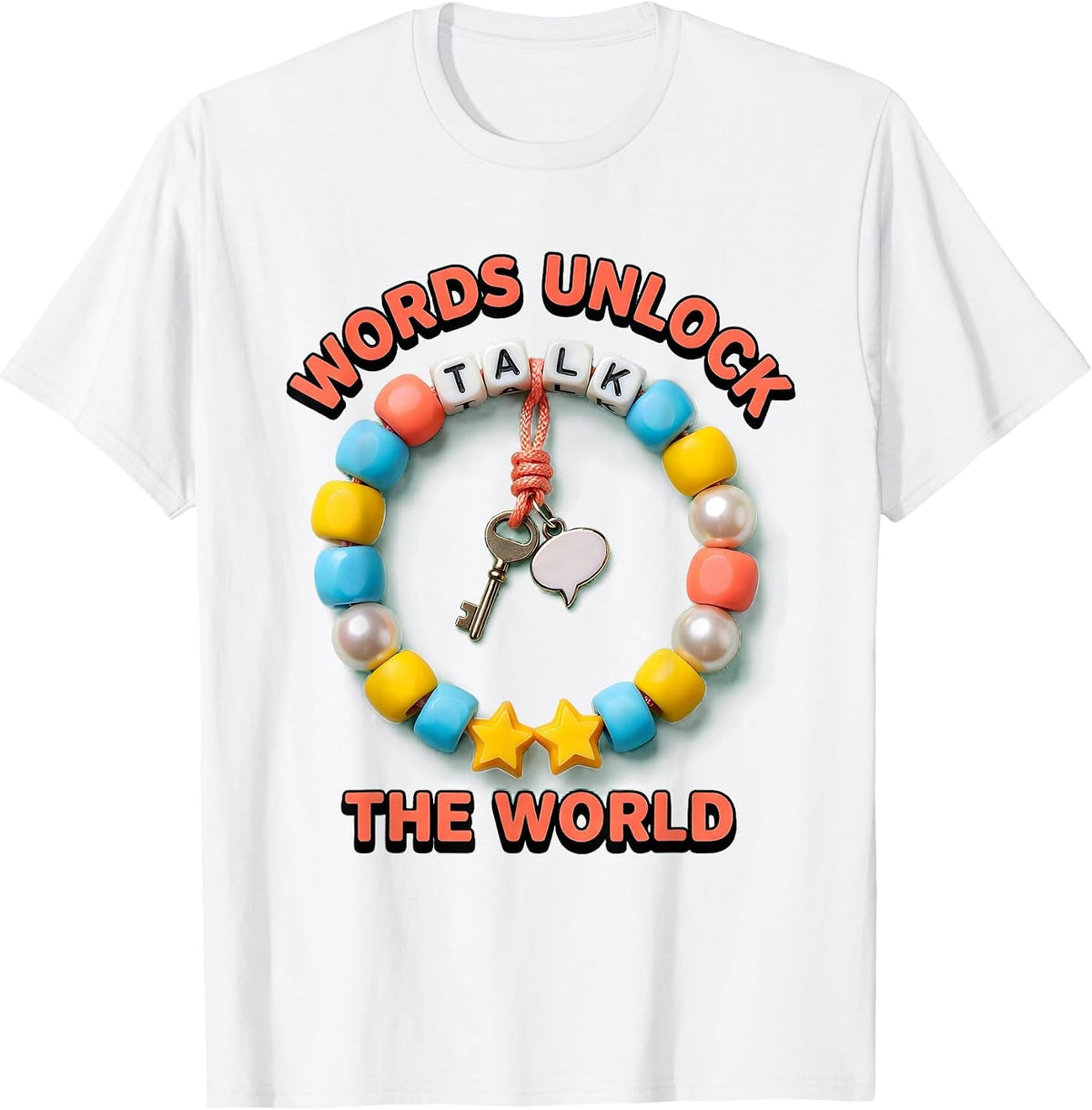 Men's Words Unlock The World Speech Therapy Design T-Shirt - White