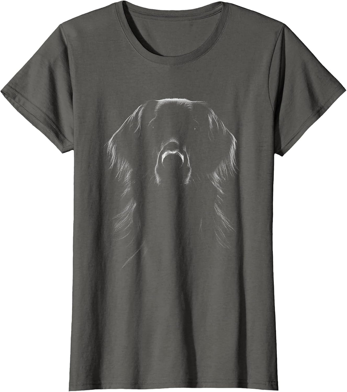 Flat-Coated Retriever Dog Face Art Design T-Shirt - Asphalt Grey