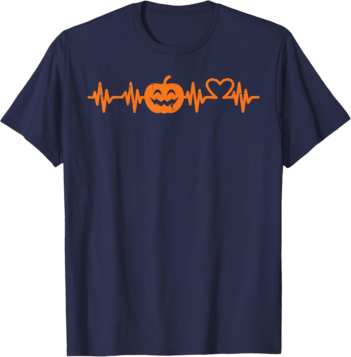 Halloween Nurse Heartbeat Pumpkin Costume Scrub Top Women T-Shirt - Navy Blue