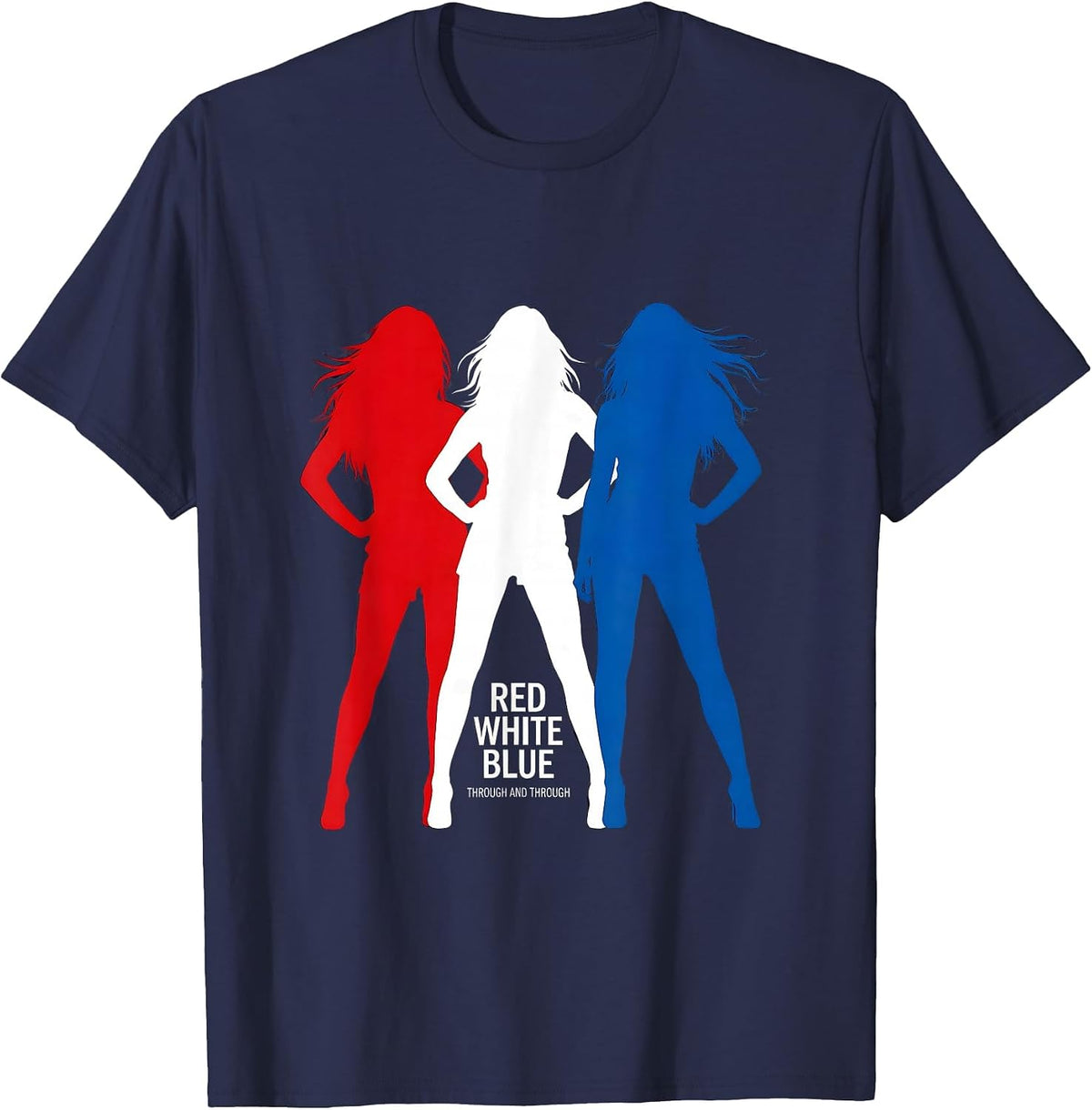 Red White and Blue Girls Patriotic Design T-Shirt - Navy Blue