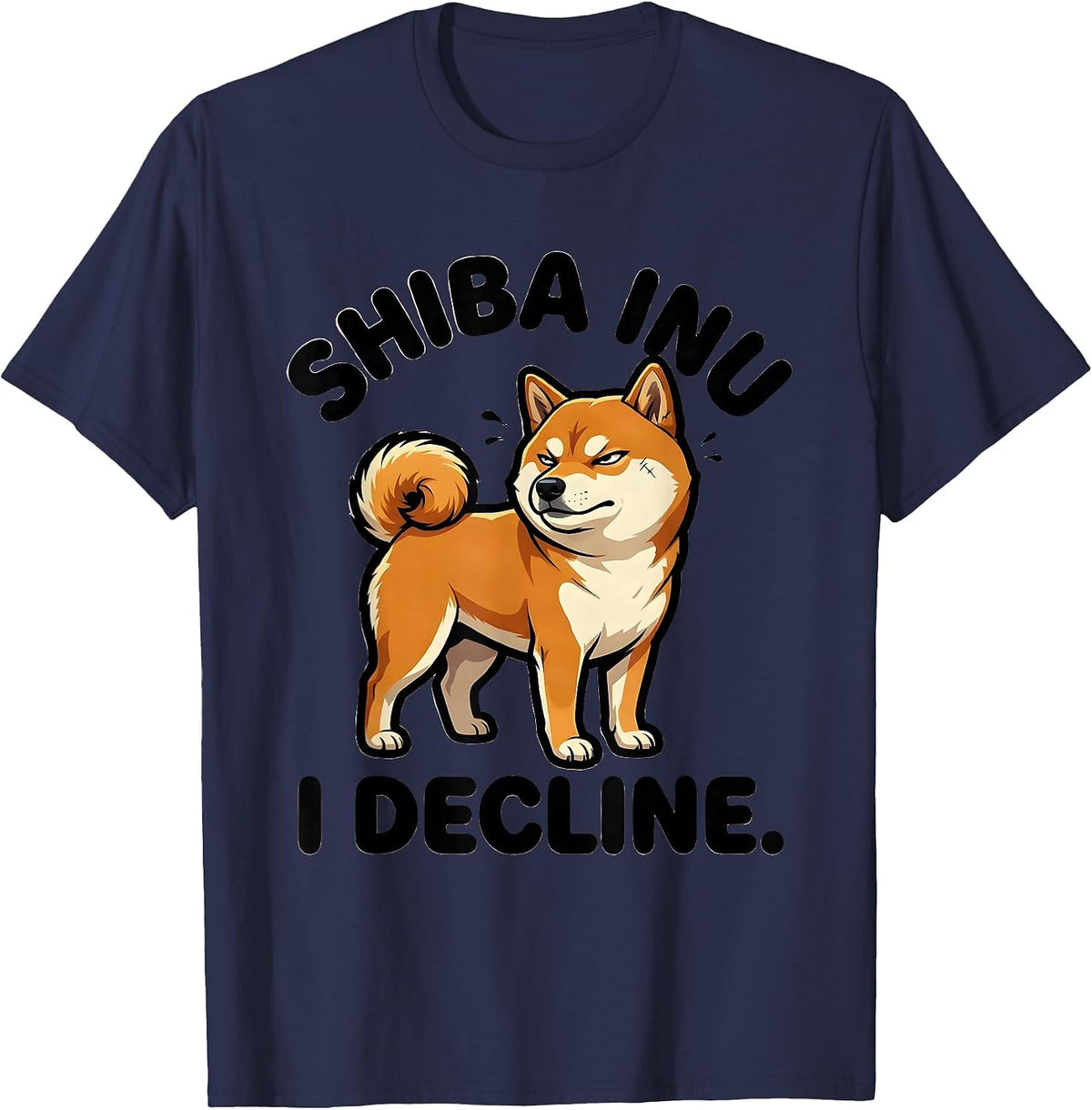 Men's Shiba Inu I Decline Funny Kawaii Dog Lover Anime Gift T-Shirt - Navy Blue