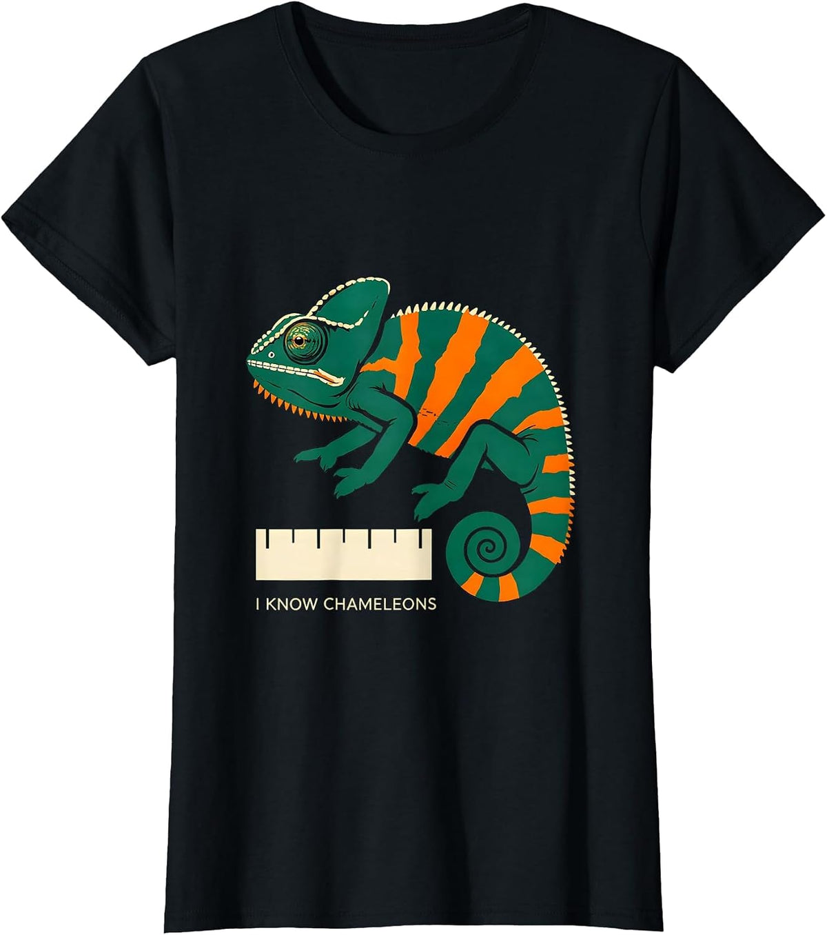 Women's I Know Chameleons Stencil Reptile Enthusiast Herpetology T-Shirt - Black