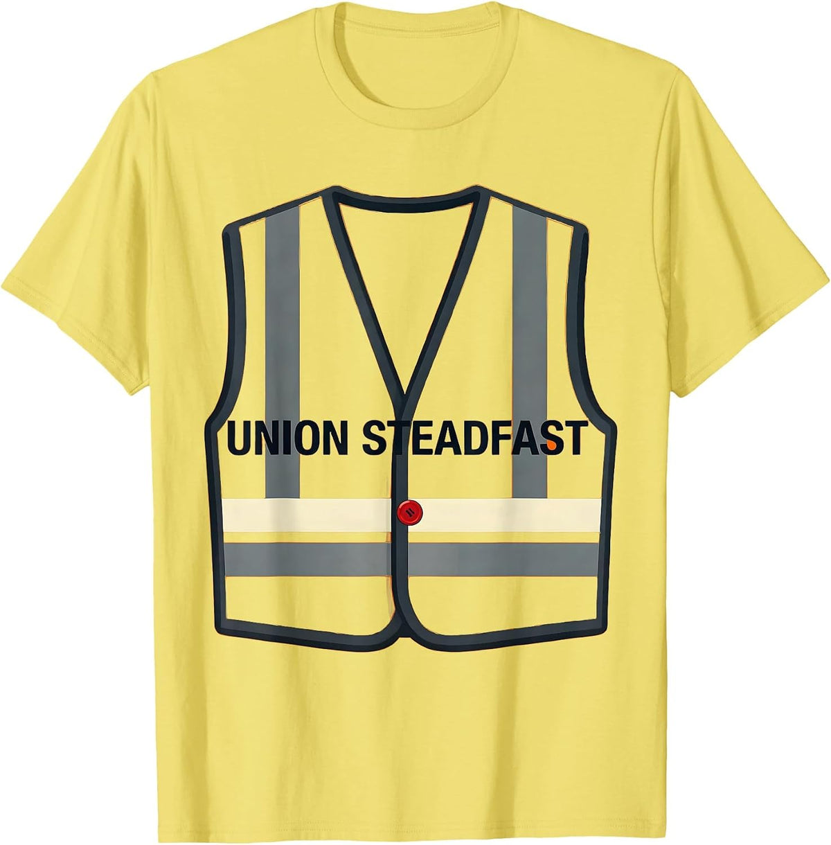 Men's Union Steadfast Bold Union Worker Solidarity Labor Day T-Shirt - Lemon Yellow