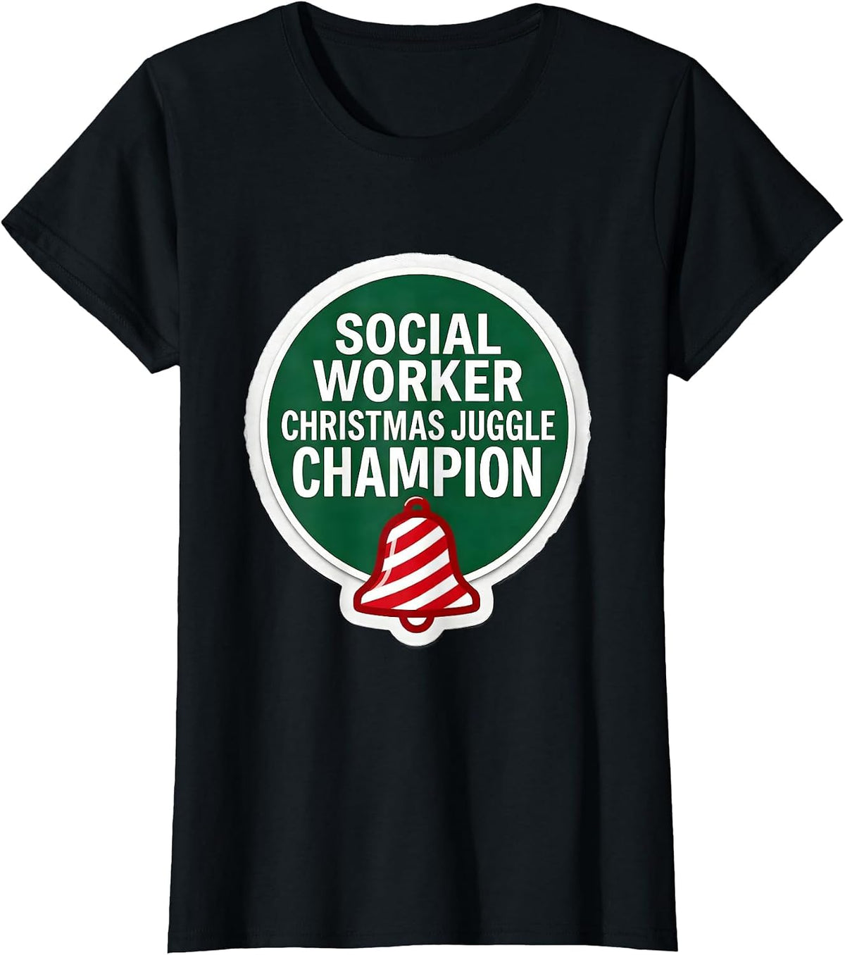 Social Worker, Christmas Juggle Champion Funny T-Shirt - Black