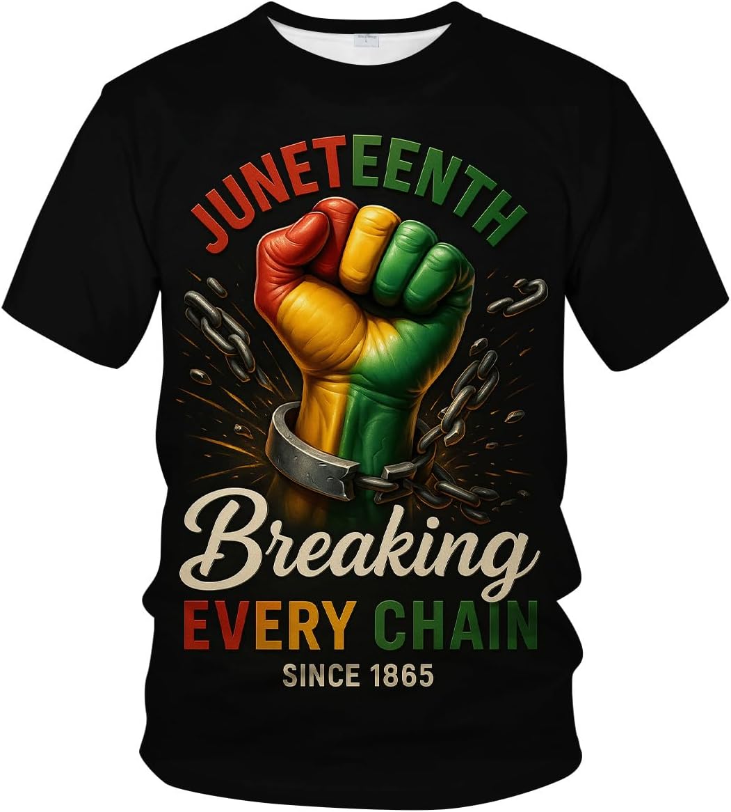 Novelty Men's Juneteenth T-Shirt Novelty Short Sleeve Crewneck Tee Shirt - Multicolor