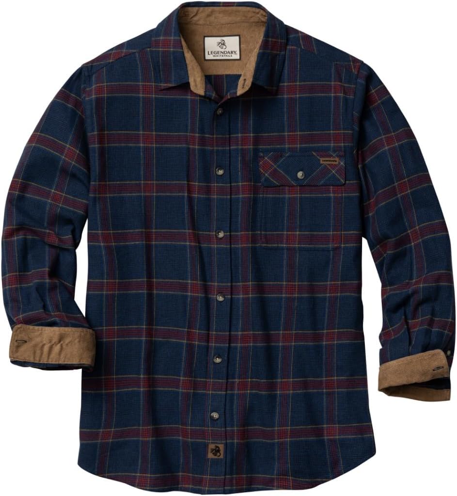Legendary Whitetails Mens Flannel Long Sleeve Button Down 100% Cotton Shirt - American Treasure Plaid