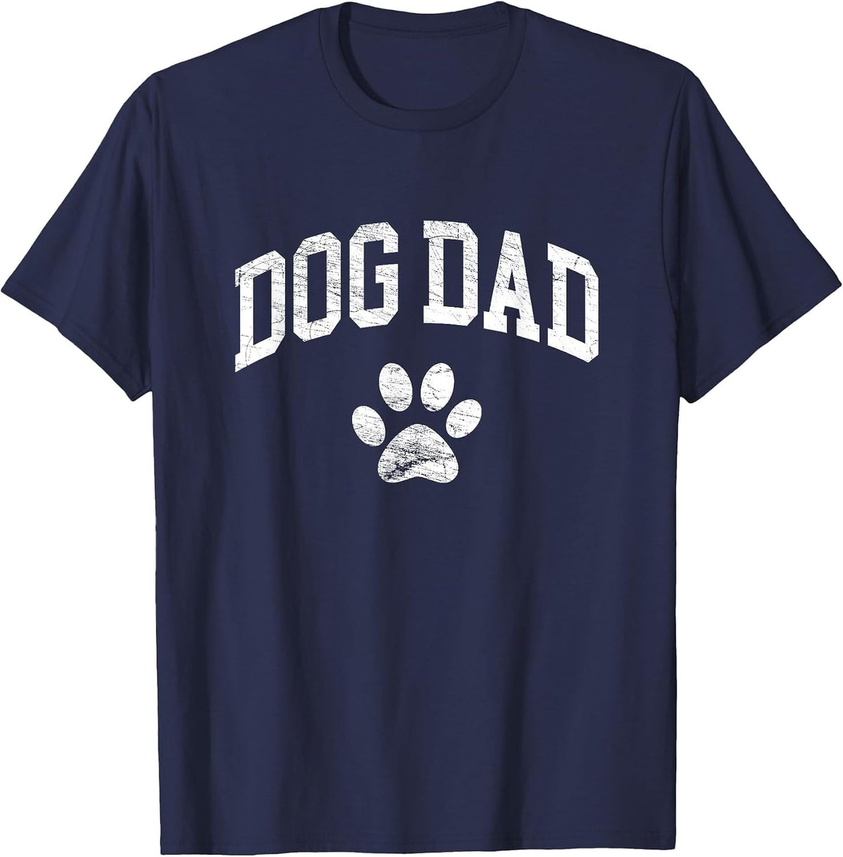 Dog Dad - Distressed Design Style - Funny Dog Paw - Classic T-Shirt - Navy Blue