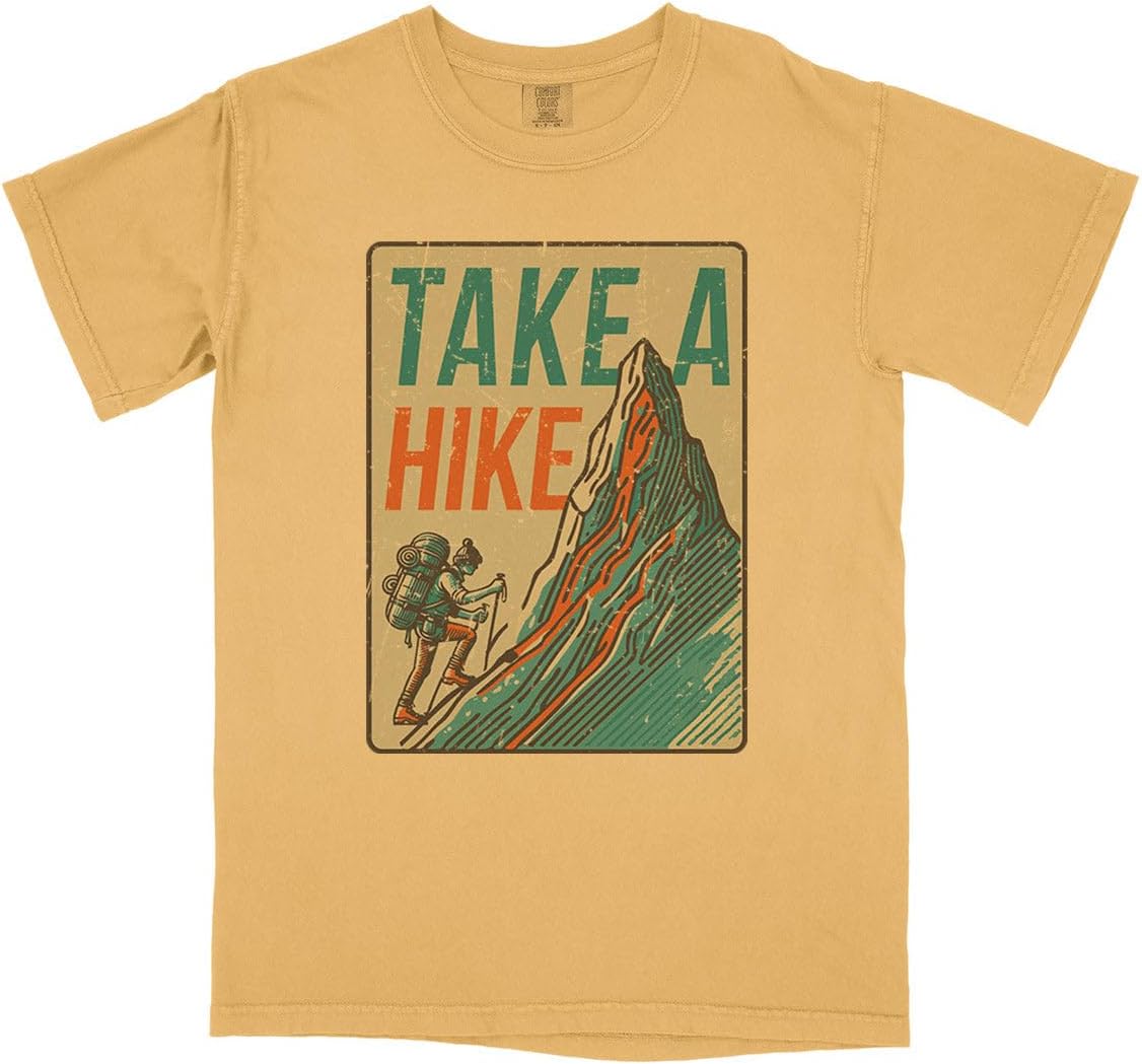 Take a Hike Mountain Comfort Colors Short Sleeve Tee Unisex - Mustard