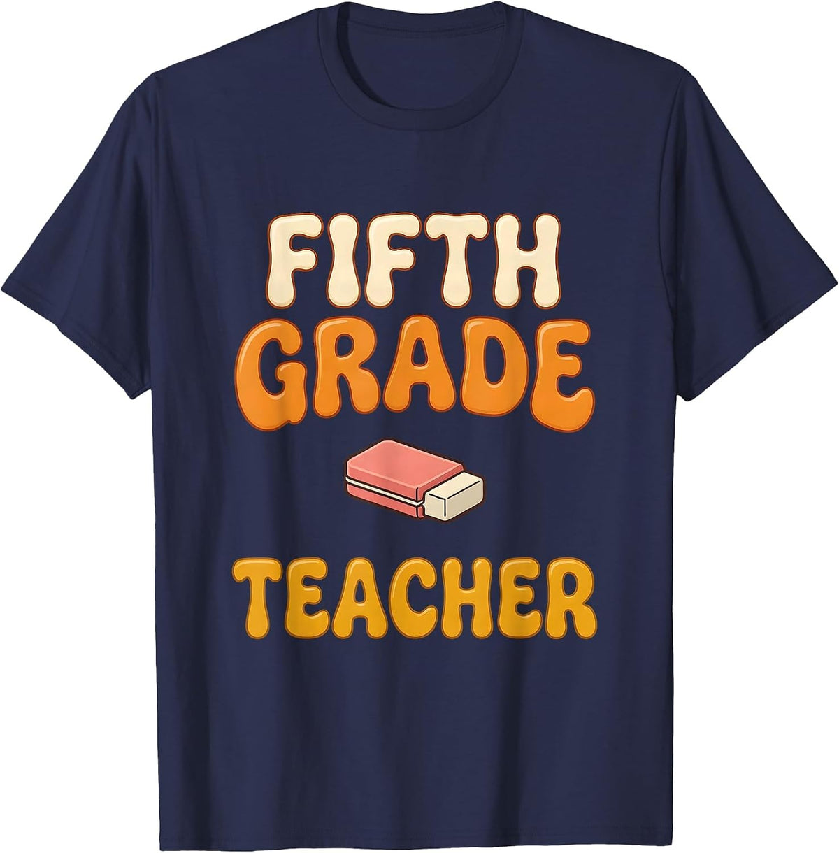 Men's Fifth Grade Teacher Retro 70s Back To School Teacher Gift T-Shirt - Navy Blue