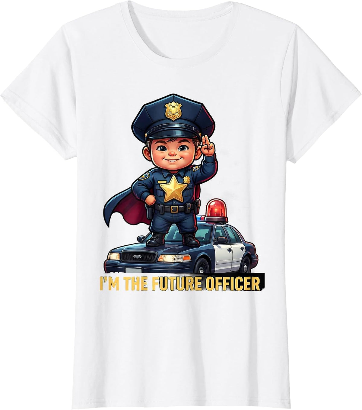 I'm The Future Officer Cartoon Toddler Police Officer T-Shirt - White