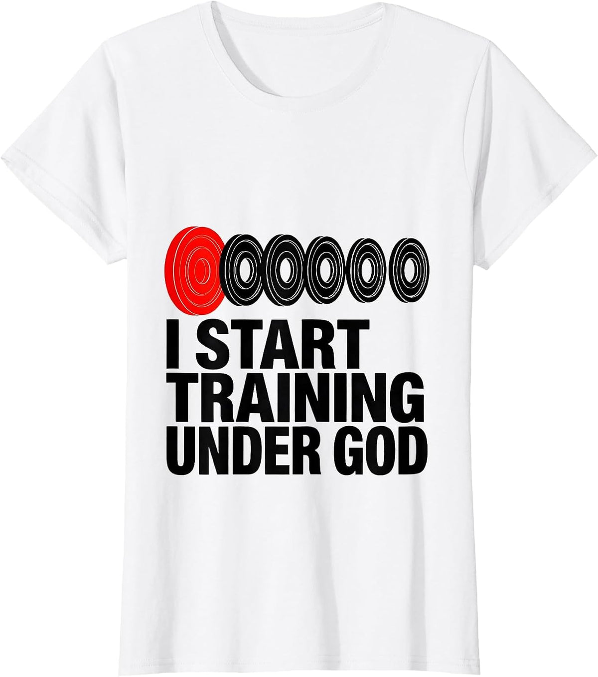 I Start Training Under God Geometric Faith Fitness Challenge T-Shirt - White