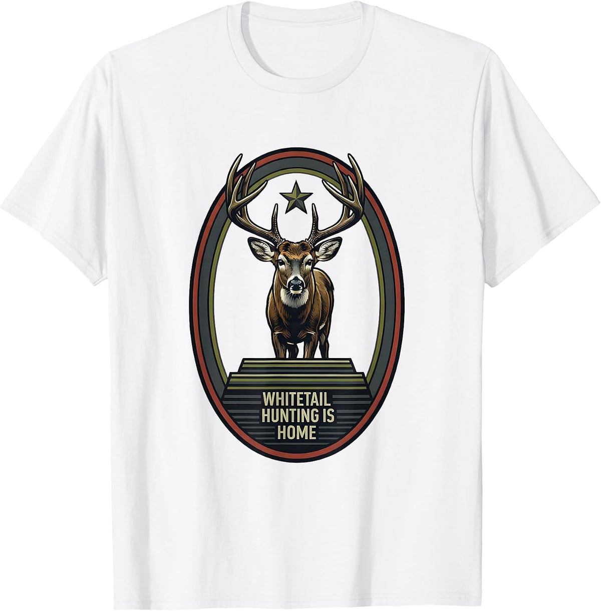 Men's Whitetail Hunting Is Home Patriotic Camo Hunter Dad Gift T-Shirt - White