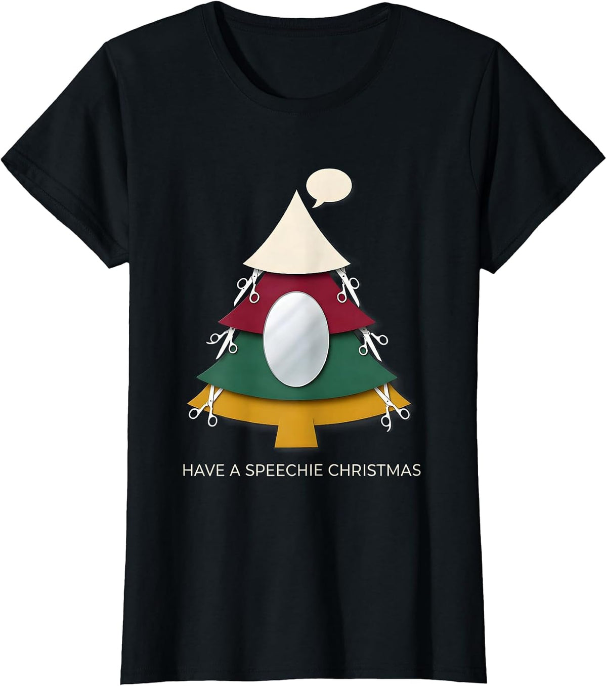Have a Speechie Christmas Whimsical SLP Therapy Holiday T-Shirt - Black