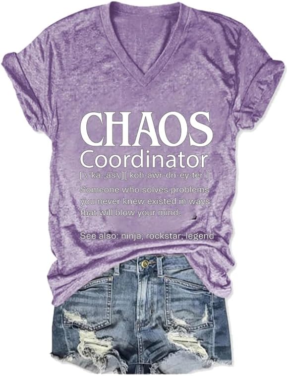 Chaos Coordinator Shirt Women Chaos Coordinator Definition Shirt Funny Graphic Tees for Women - Purple