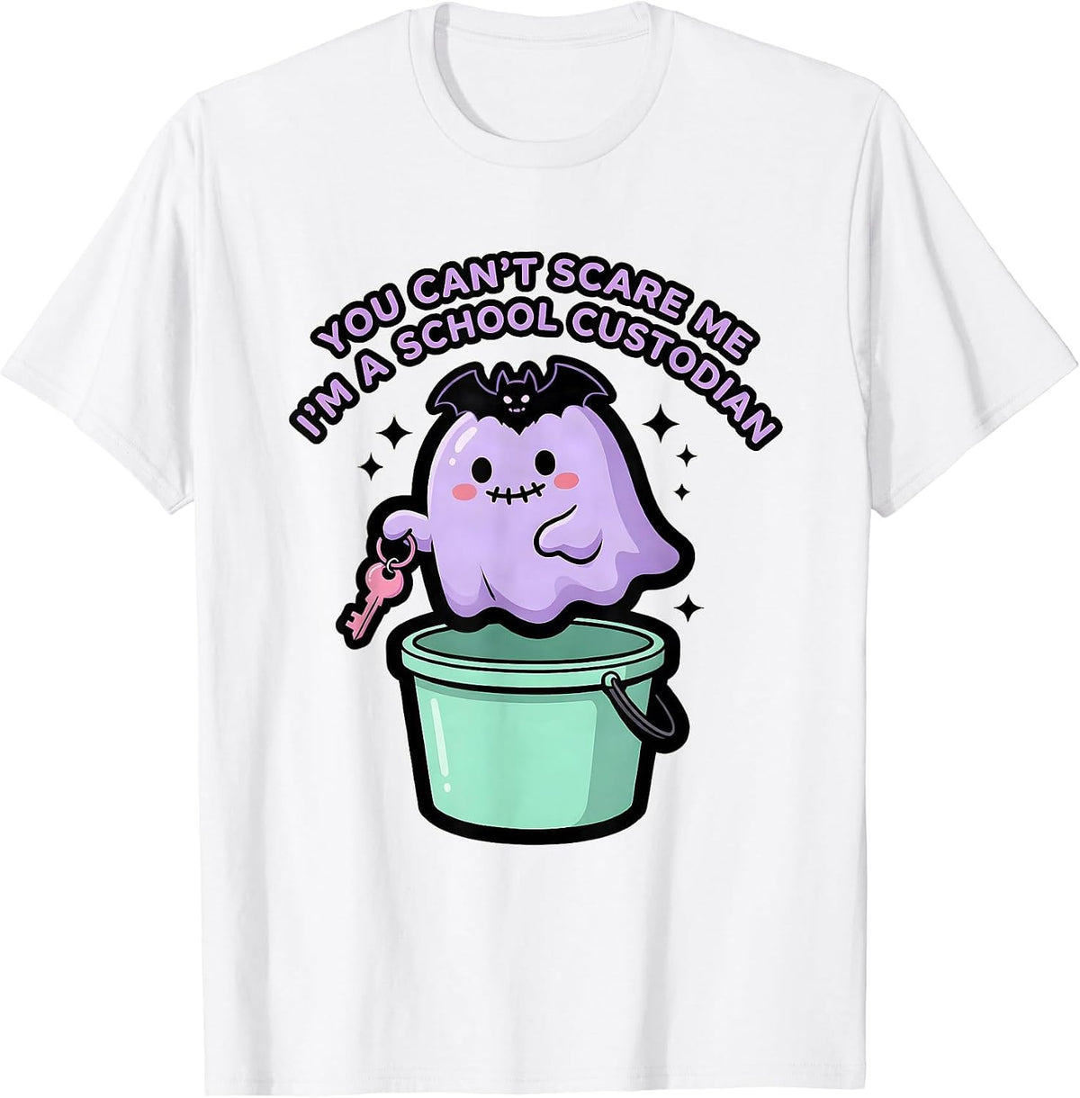 Men's You Can't Scare Me I'm a School Custodian Halloween T-Shirt - White