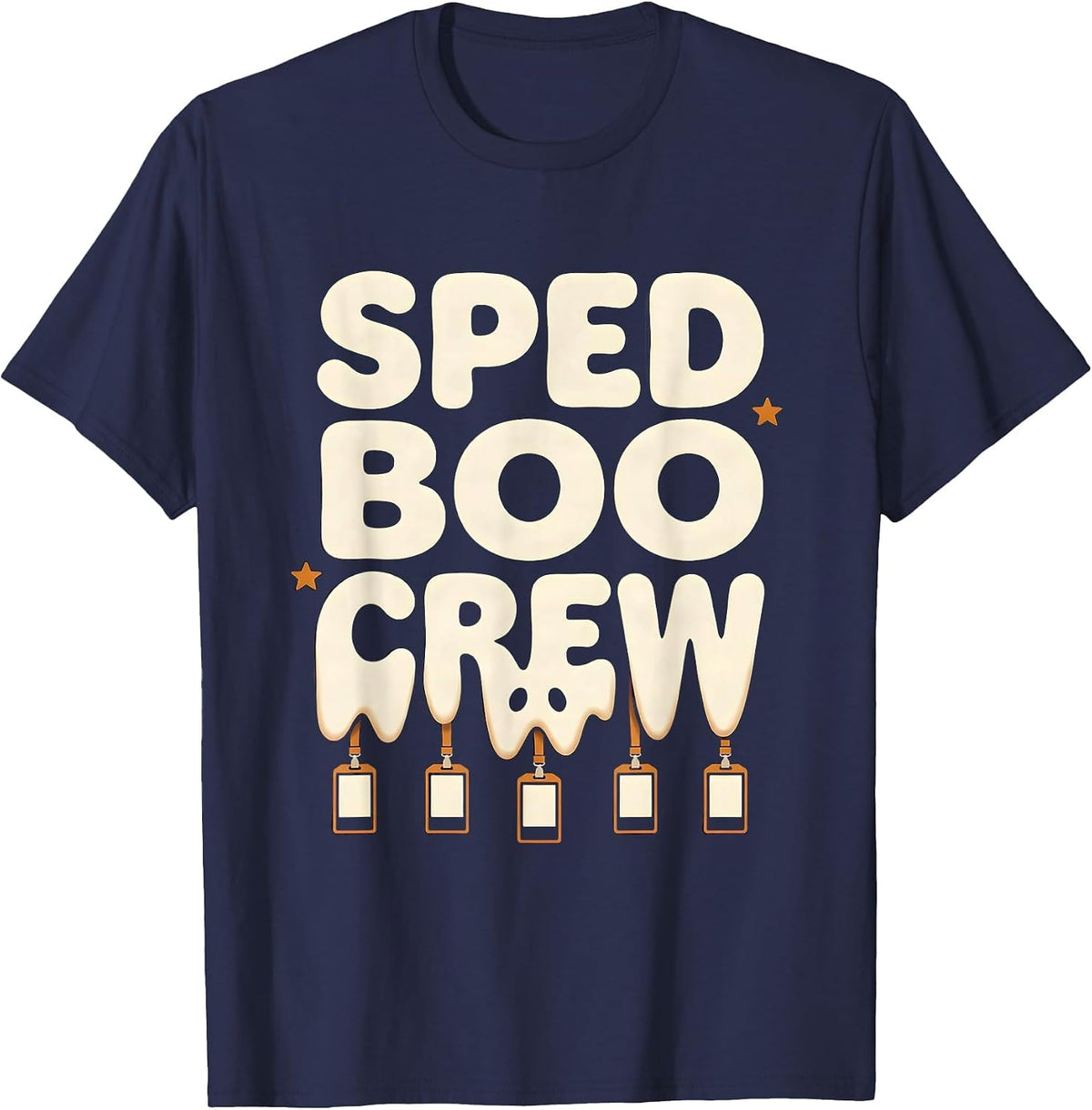 SPED Boo Crew Funny Para Normal Activities Paraprofessional T-Shirt - Navy Blue