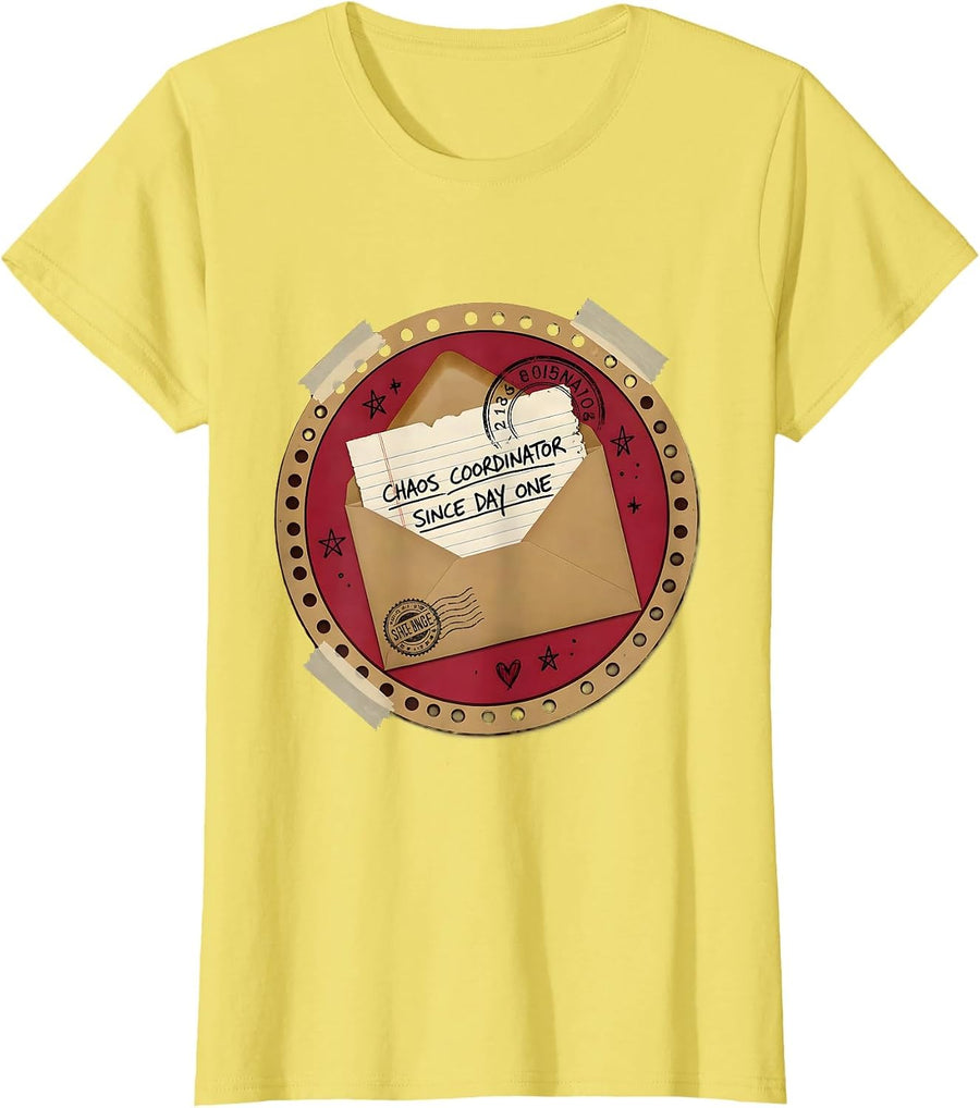 Women's Chaos Coordinator Since Day One Dad Design T-Shirt - Lemon Yellow