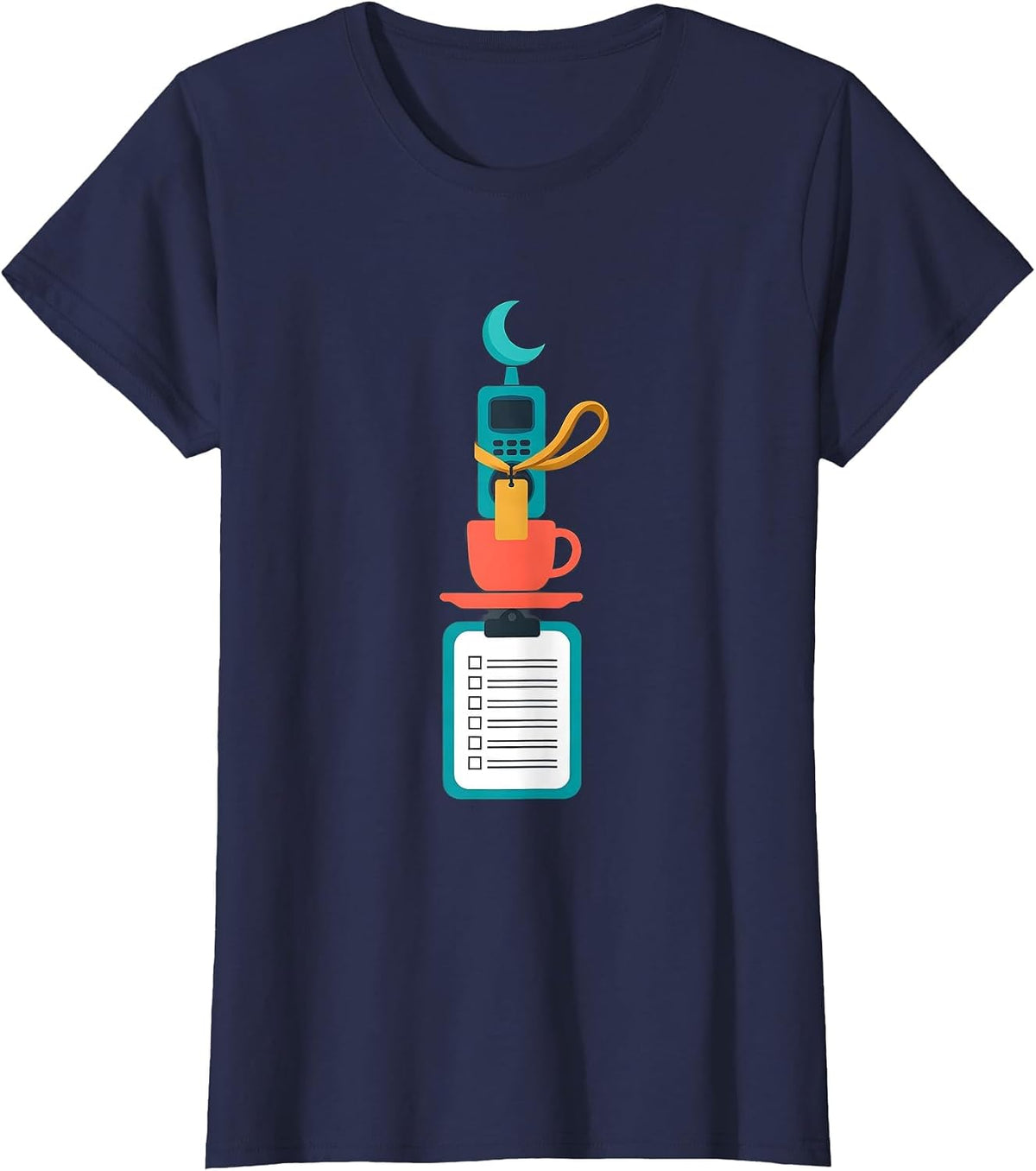 Women's Para Normal Activities Stacked Role Mascot Halloween Teacher T-Shirt - Navy Blue