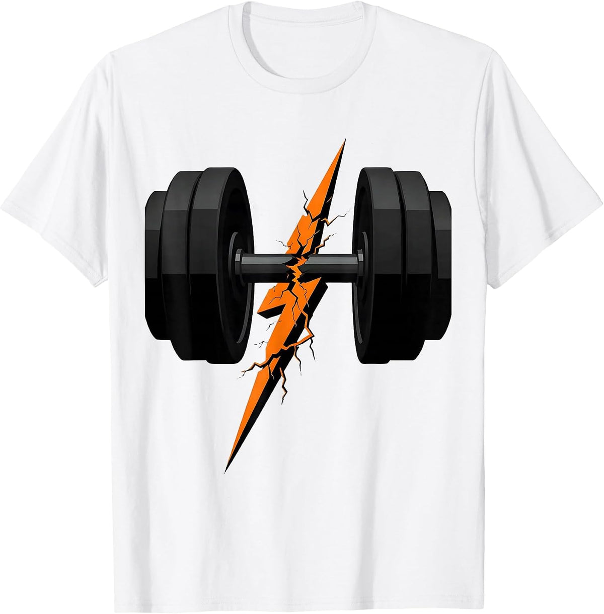 Men's Lightning Bolt Dumbbell Athleisure Graphic T-Shirt - White