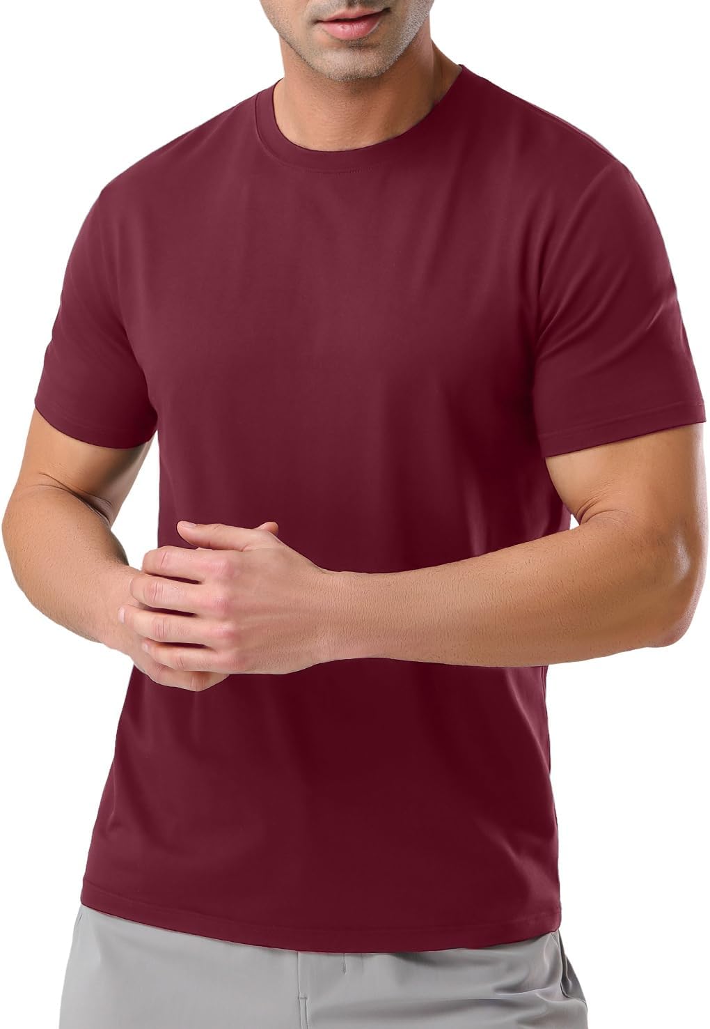 Pioneer Camp Mens Tshirts Cotton Short Sleeve Crew Neck Heavyweight - Wine Red 1