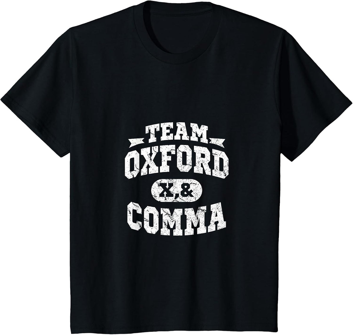 Team Oxford Comma T-Shirt - Funny Grammar Book Lovers T-Shirt - Black
