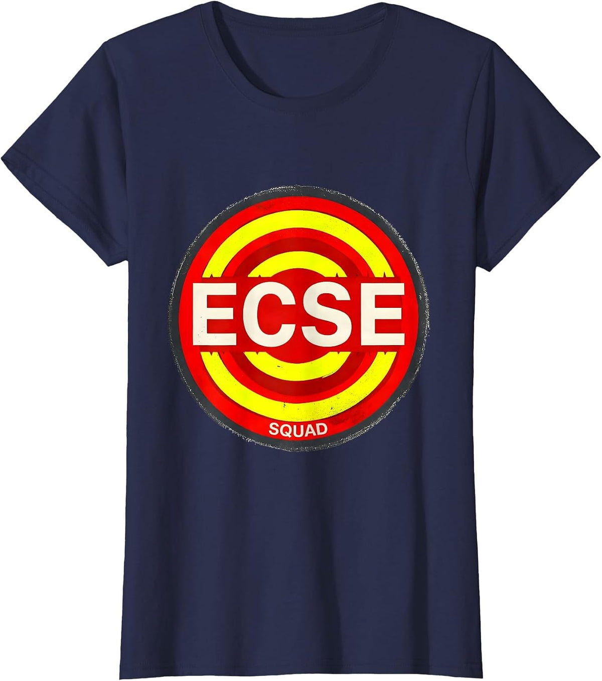 Women's ECSE Squad Stencil Graphic Back To School Support Staff T-Shirt - Navy Blue