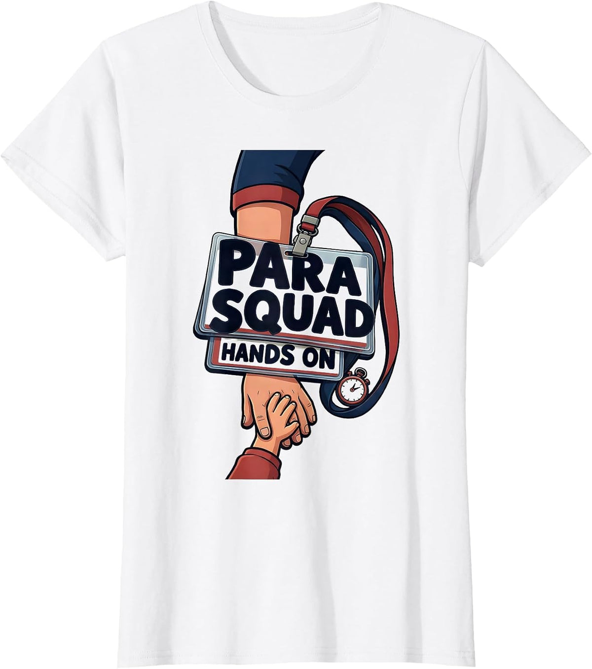 Para Squad Hands On Cartoon Paraprofessional Back To School T-Shirt - White