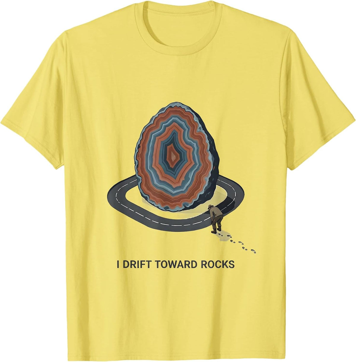 Men's I Drift Toward Rocks Funny Rock Collector Geode Hunter Humor T-Shirt - Lemon Yellow
