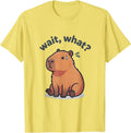 Men's wait, what? Kawaii Capybara Anime Meme Humor T-Shirt - Lemon Yellow