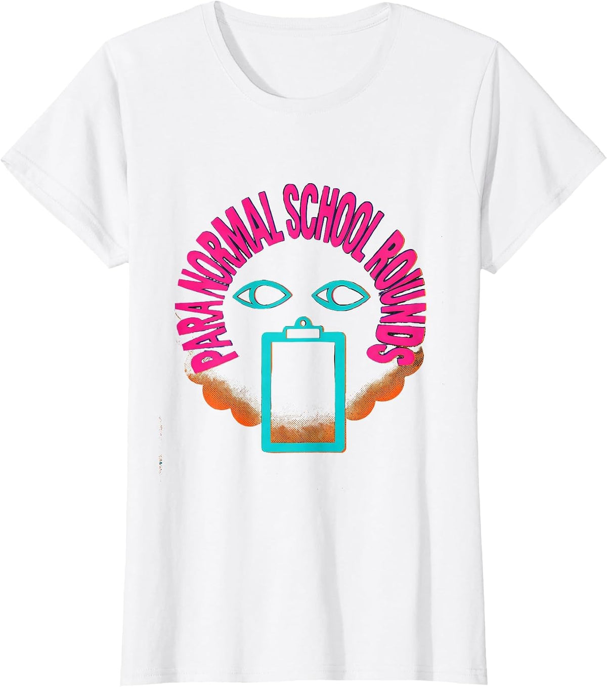 Para Normal School Rounds Risograph Ghost Paraeducator T-Shirt - White