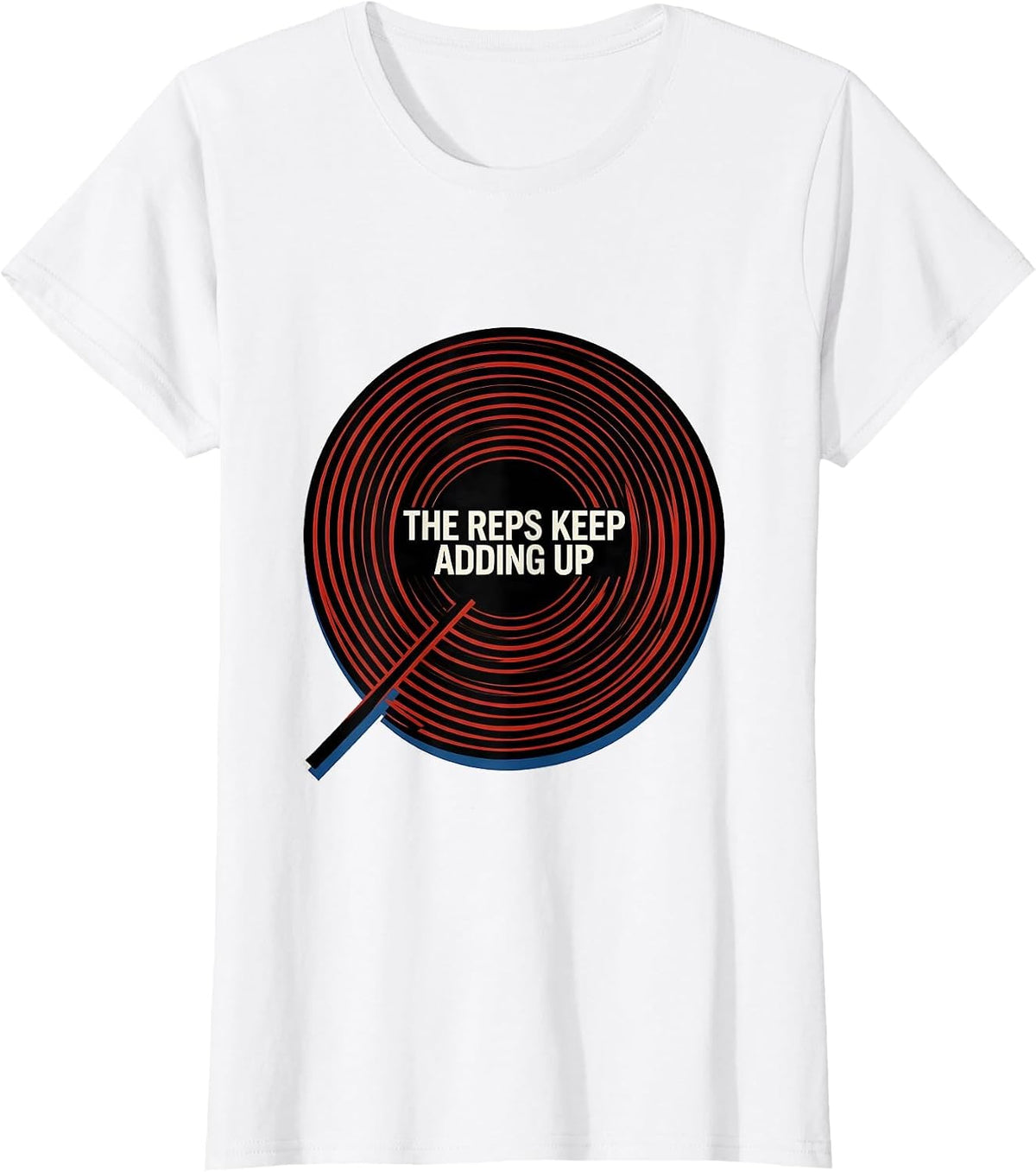 The Reps Keep Adding Up Bauhaus Modernist Gym Workout Humor T-Shirt - White